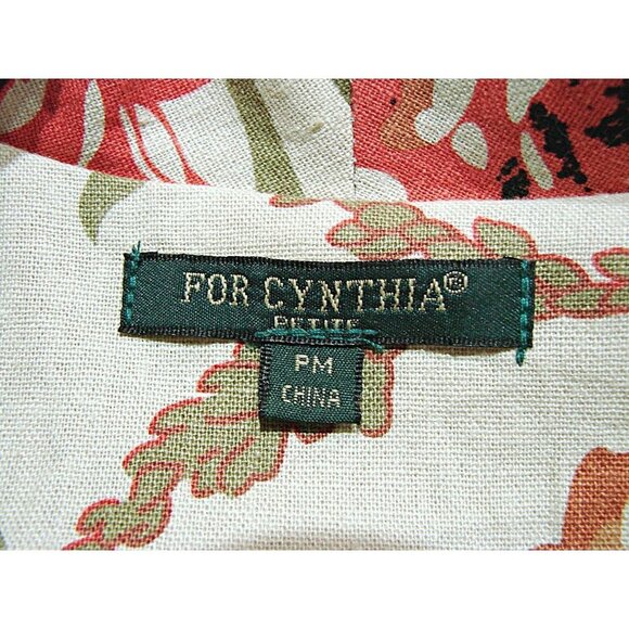 For Cynthia Jacket Blazer Womens Multicolor Floral Linen Open Front Size PM - Picture 5 of 12